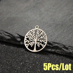 5PCS Stainless Steel Tree Pendant for DIY Accessories