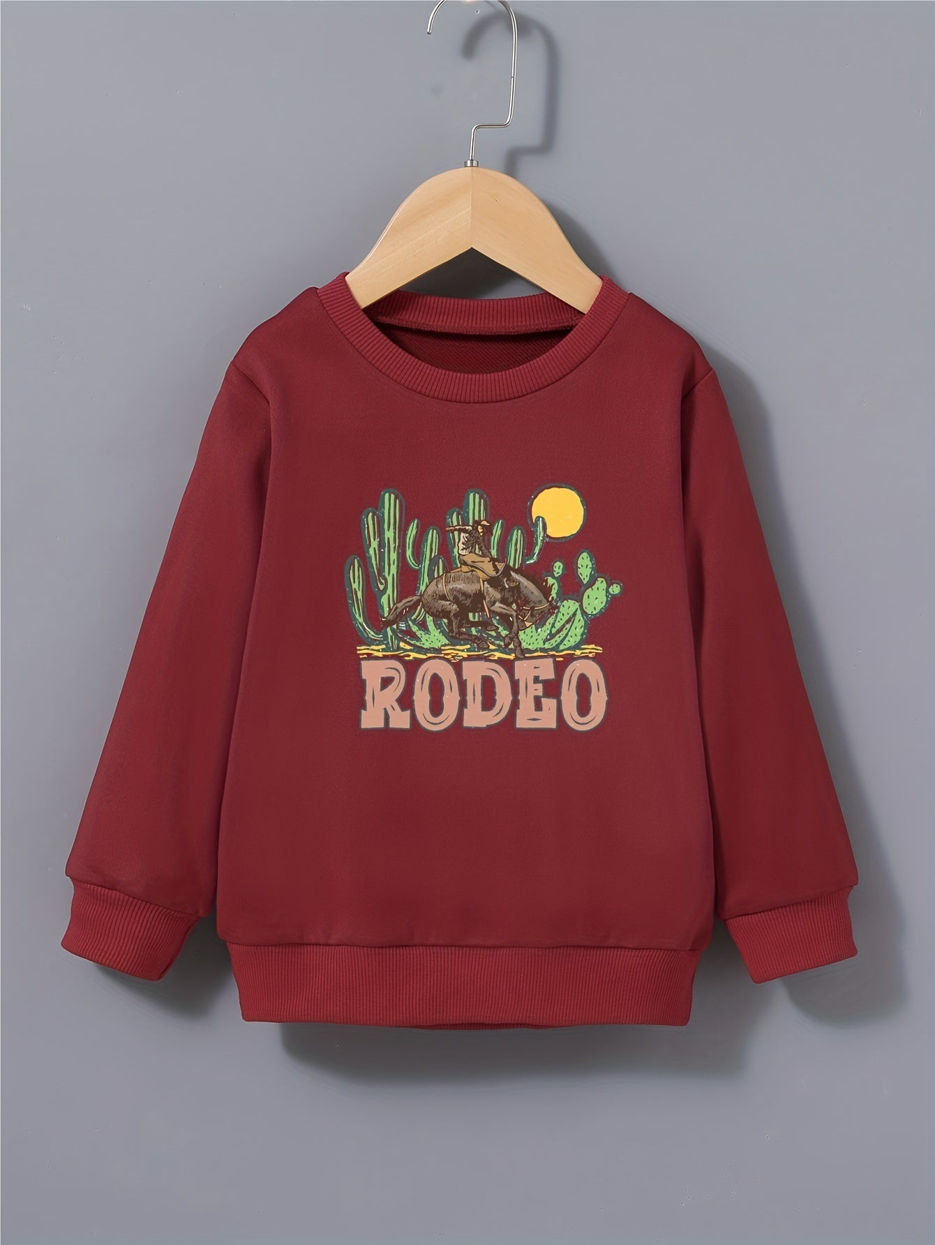 Cactus & Cowboy Kid's Sweatshirt RODEO Print Long Sleeve Top
