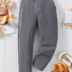 Boys Fleece Warm Winter Trousers Elastic Waist Pants