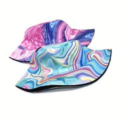 Tie Dye Striped Bucket Hat Abstract Pattern Printed Basin Hat