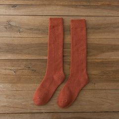 Solid Calf Socks Warm Knee High Stockings Women's Hosiery