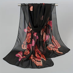 Vintage Butterfly Print Chiffon Scarf Thin Windproof Shawl