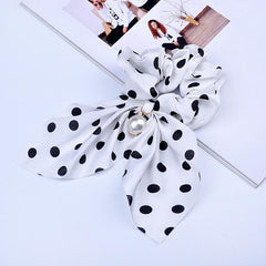 Boho Style Pearl Decor Hair Scarf Scrunchie