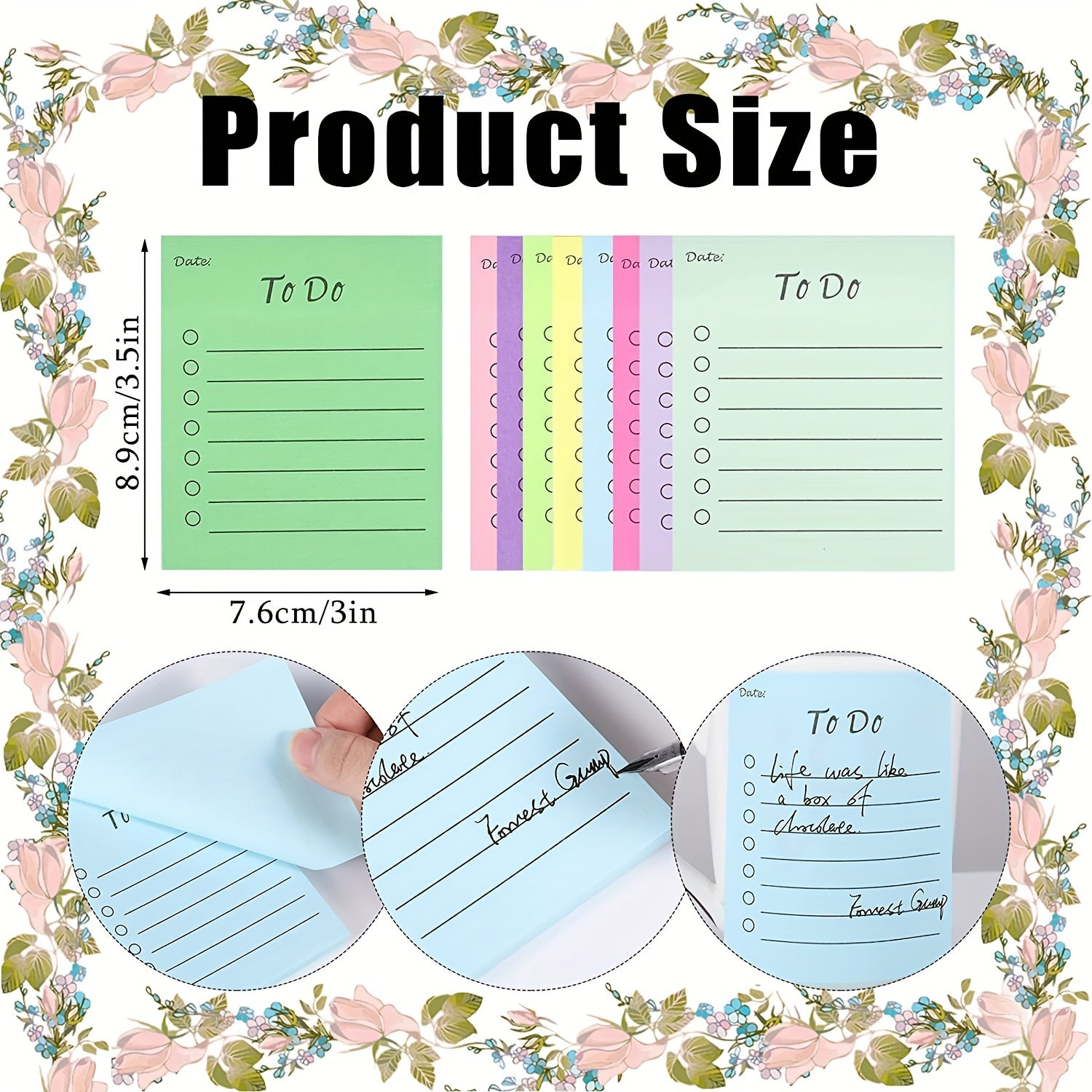 9pcs Multicolor Fluorescent Sticky Notes Adhesive Strong Sticky Notes Creative