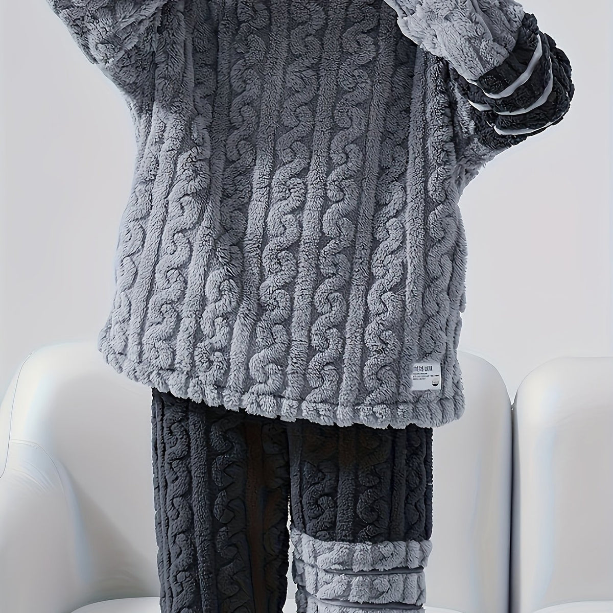Women's Flannel Striped Pajamas Set Long Sleeve Top & Pants