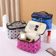 Laser Geometric Pattern Cosmetic Bag Zipper Storage Handbag