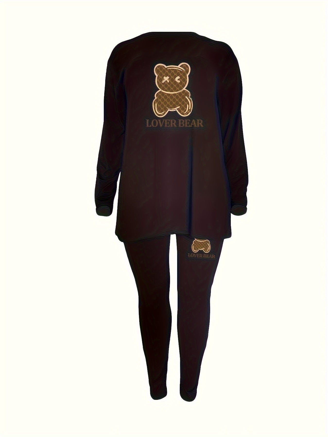 Women's Plus Bear & Letter Print Tunic Top & Leggings Set