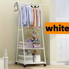 Metal Clothes Storage Rack Floor Standing Movable Storage Rack