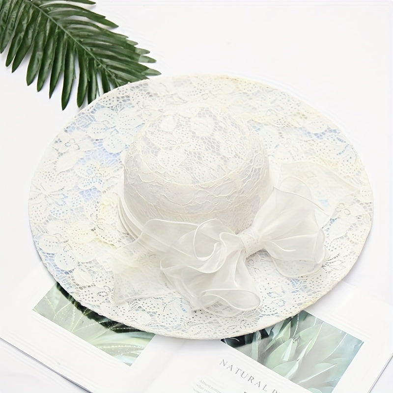 Lace Flower Sun Hat Embroidery Organza Derby Church Hats