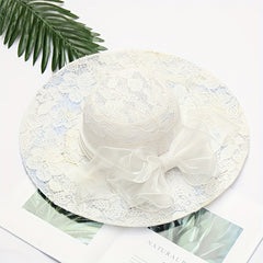 Lace Flower Sun Hat Embroidery Organza Derby Church Hats