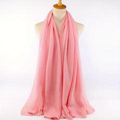 Solid Pleated Scarf Hijab Casual Shawl Soft Sunscreen Windproof Head Wrap Turban