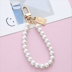 Faux Pearl Crystal Wristlet Keyring Bag Keychain