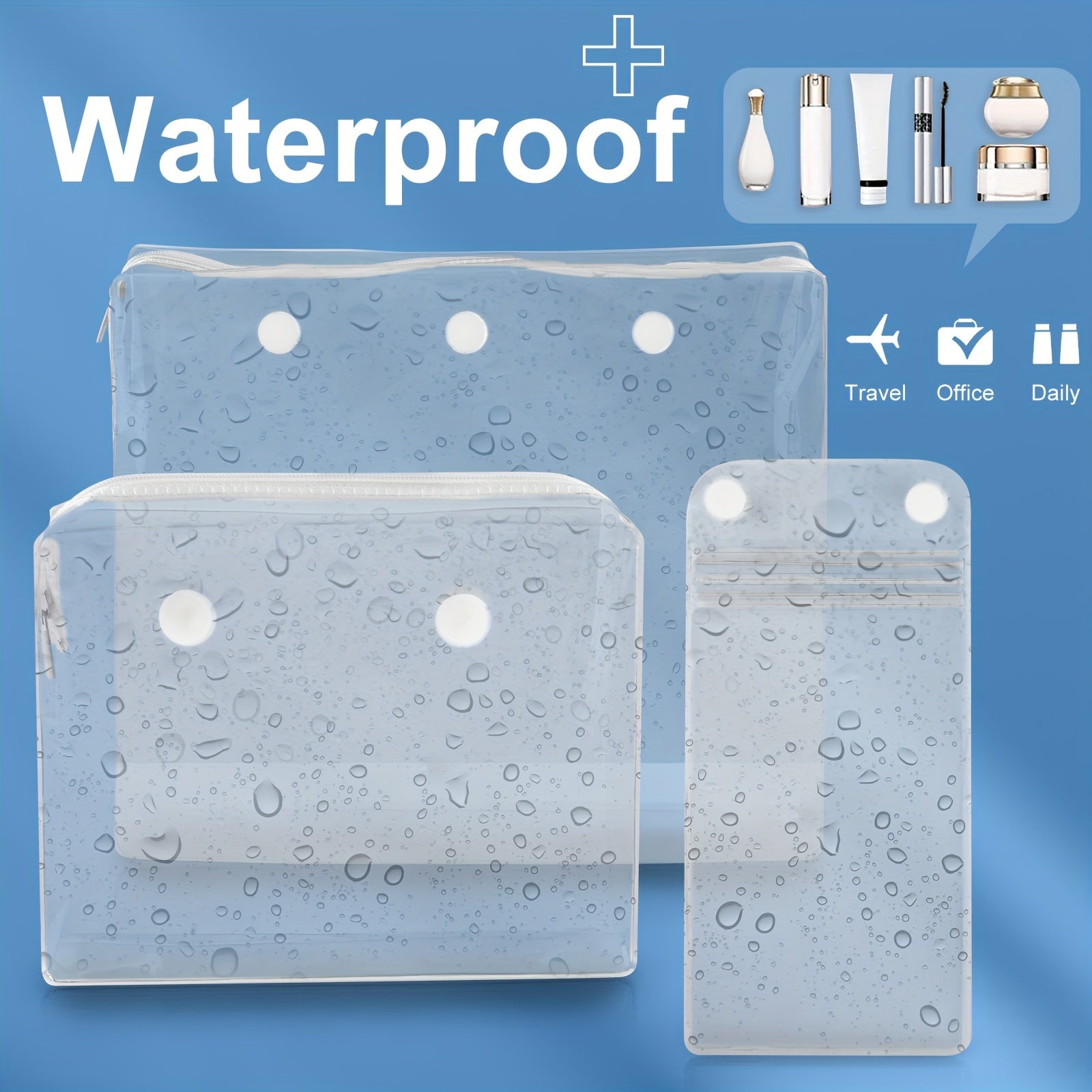 3 Clear Inner Bags for Rubber Beach Bag Organizer