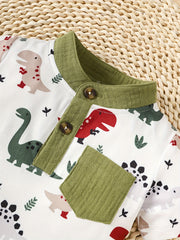 2pcs Infant Boys Dinosaur T-shirt & Shorts Set Casual Summer Clothes