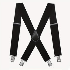 Men's Wide Elastic Adjustable Suspenders 4 Clips