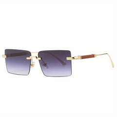 Rectangle Rimless Sunglasses Retro Gradient UV400 Sun Shades