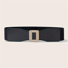 Geometric Rhinestone Buckle Belt PU Wide Be...
