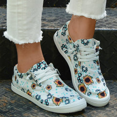 Tie Dye Canvas Casual Sneakers Low Top Lace-Up Women's Shoes