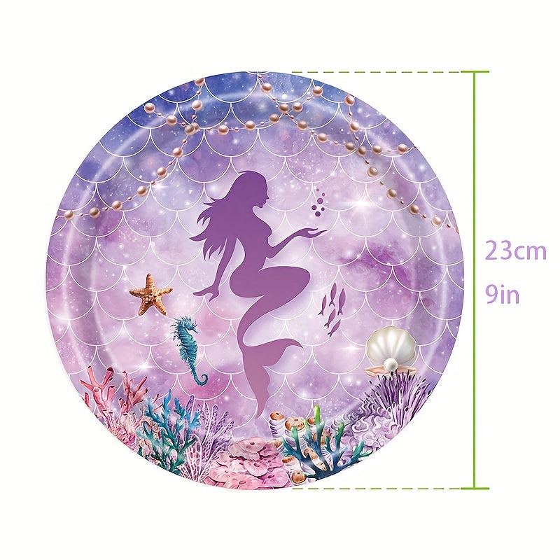 Mermaid Party Supplies Pink & Purple Tableware Set for Kids' Birthdays