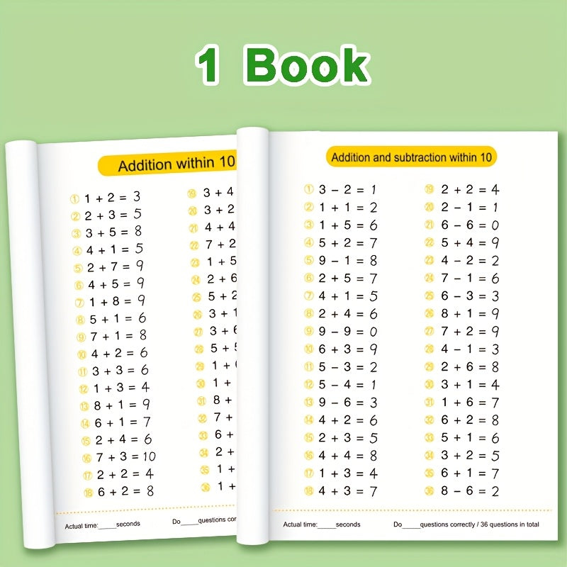 Addition & Subtraction Workbook Daily Math Practice for Kids Education Learning