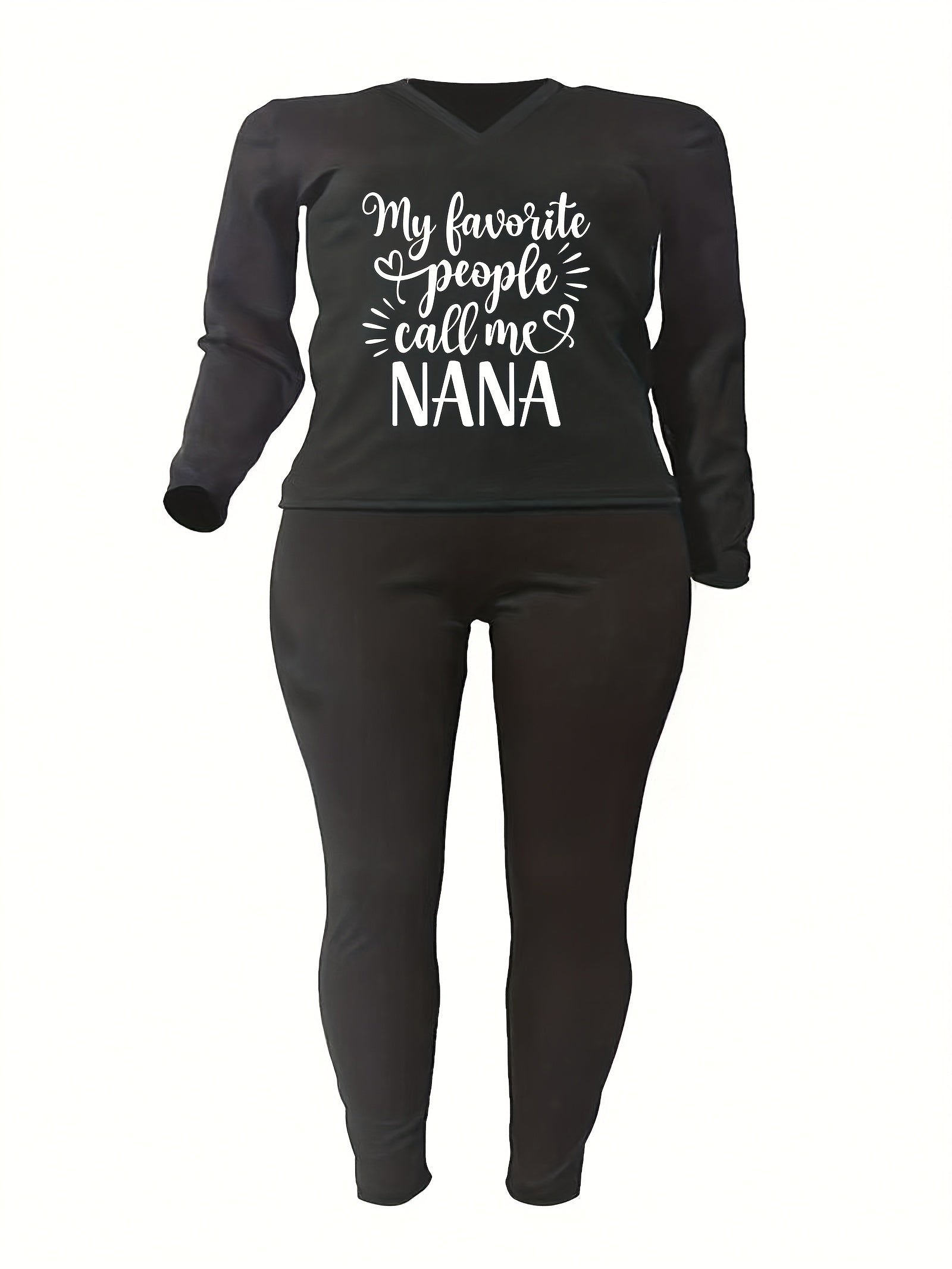  Slogan Print Top & Leggings Set