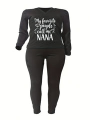  Slogan Print Top & Leggings Set