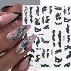 6 Sheets Marble Nail Stickers - Foil Nail Art Decals for DIY Manicure