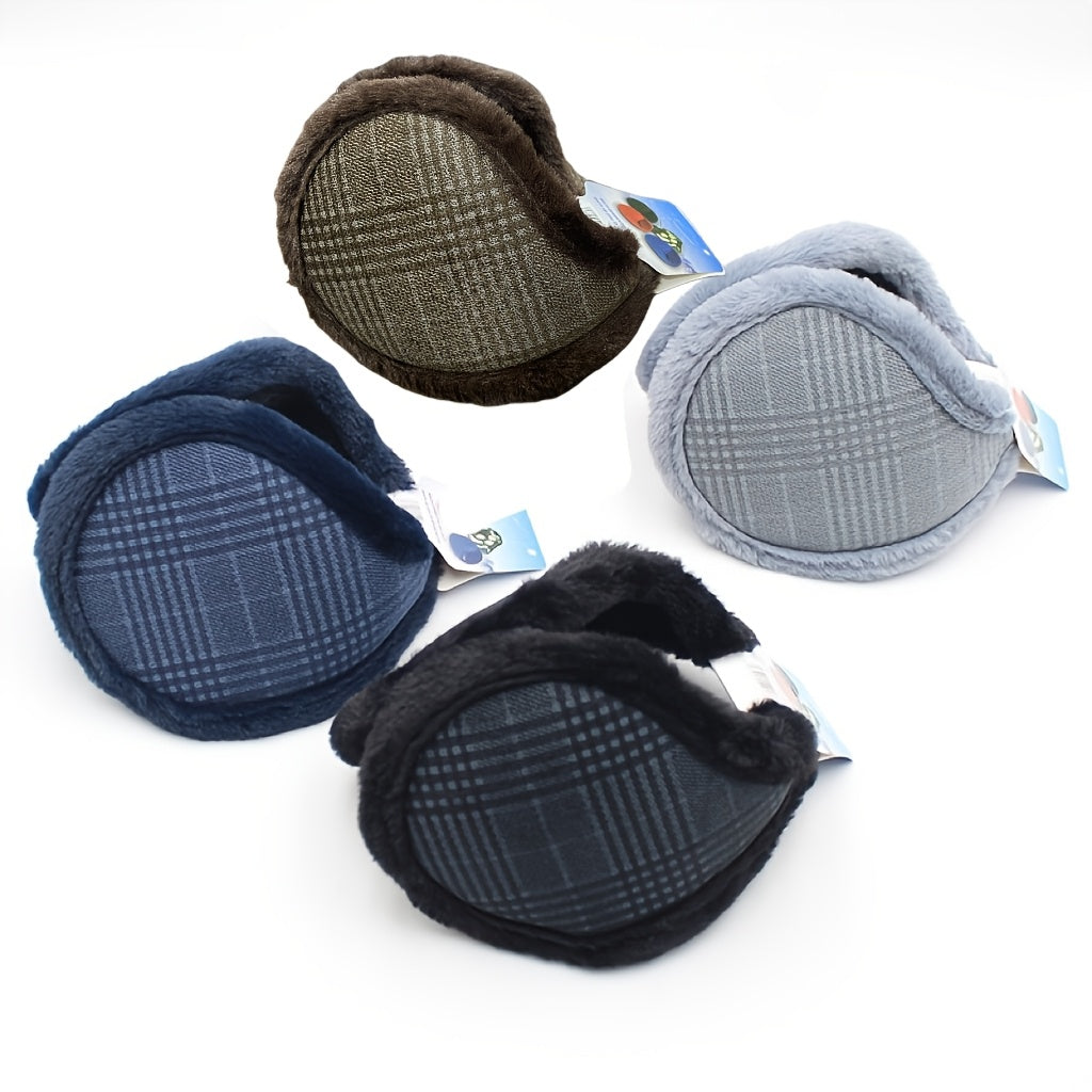 Men's Plaid Winter Ear Covers - Outdoor Cycling Warm Ear Warmers