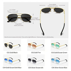 Men's Vintage Aviator Sunglasses Metal Double Girder Travel Glasses