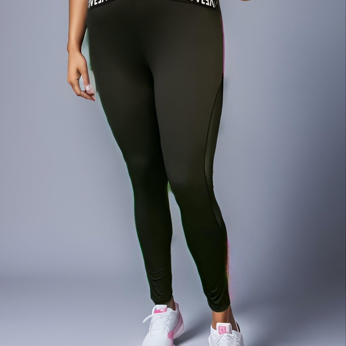  Sports Pants Women's Plus Letter Tape Contrast Mesh Medium Stretch Sp