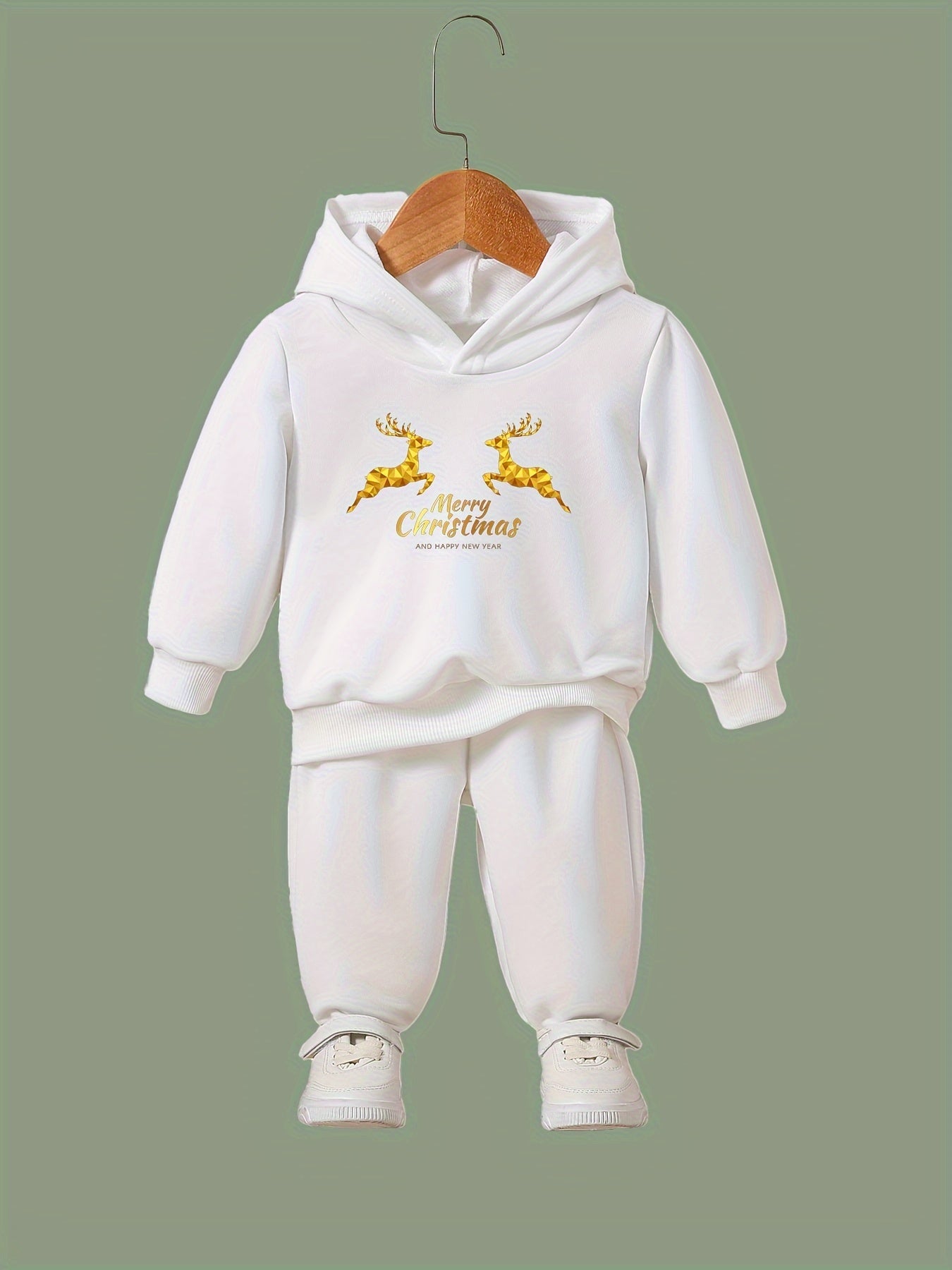 Girls 2pc Cartoon Hooded Sweatshirt & Solid Sweatpants Set