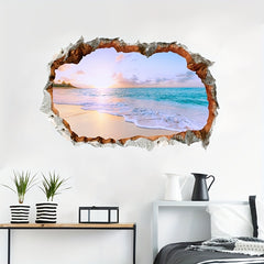 Dreamy Sky Waves Beach Wall Sticker 23.6x15.7inch