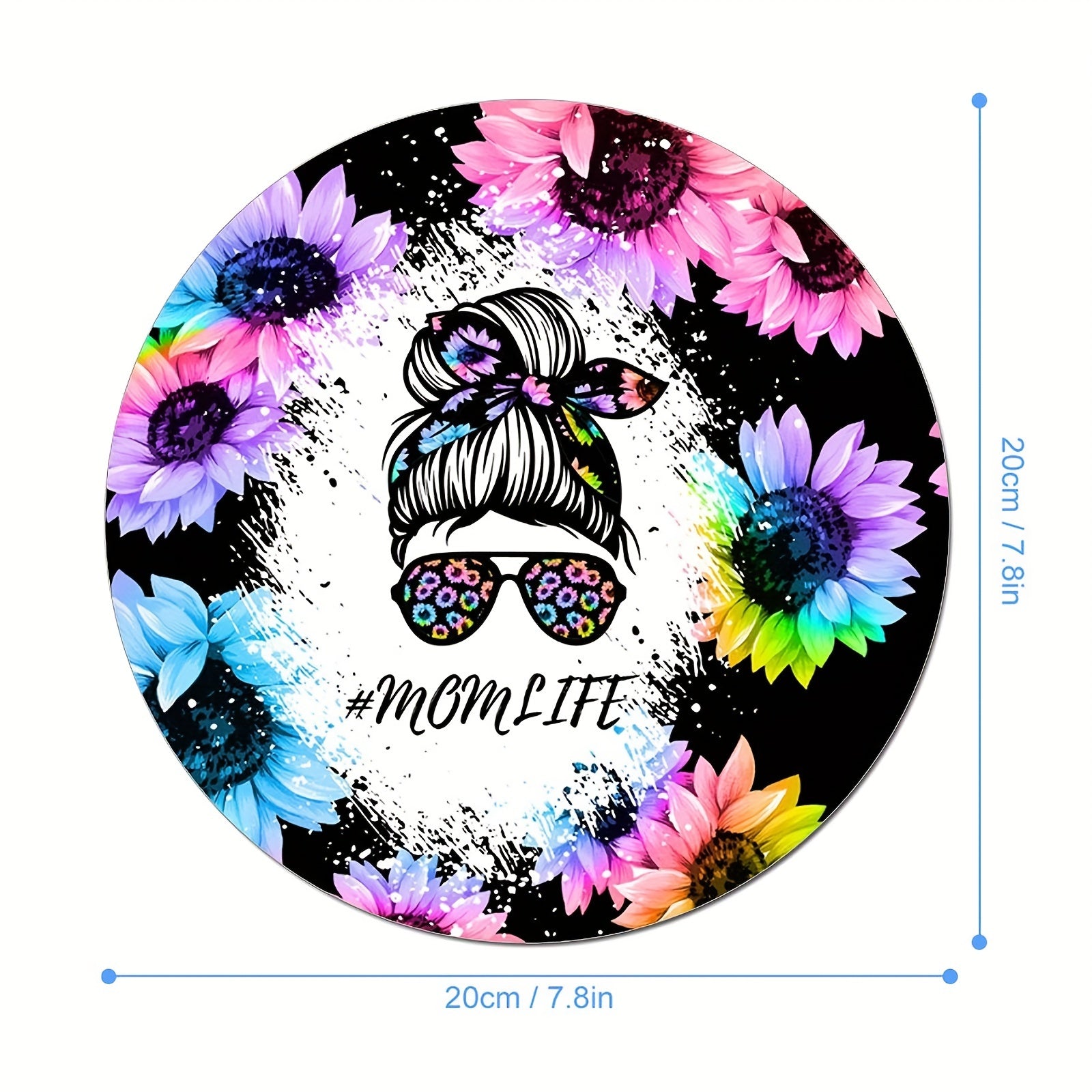 Mom Life Round Mouse Pad Non Slip Rubber Base Small Size 7.87 x 7.87 x 0.1inch