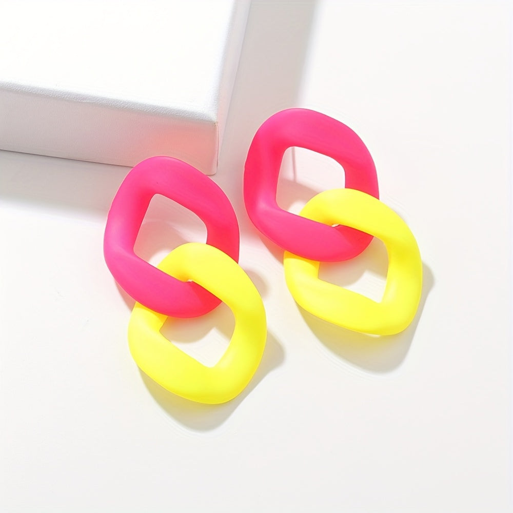 Fluorescent Chain Acrylic Dangle Earrings, Creative Gift