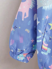 Girls' Unicorn Rainbow Print Hooded Jacket Spring Autumn Kids