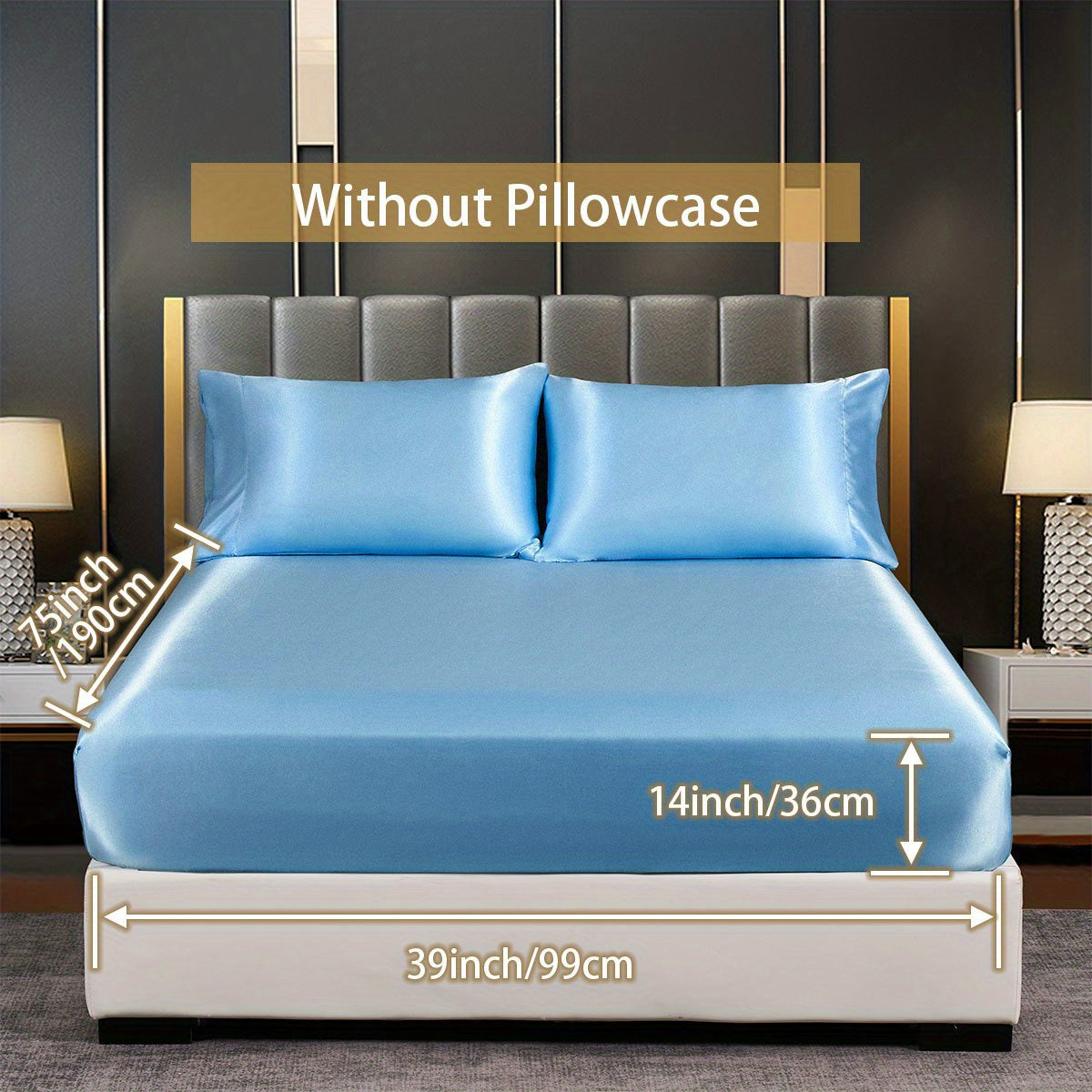Soft Silky Satin Fitted Sheet for Bedroom, No Pillowcase