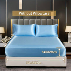 Soft Silky Satin Fitted Sheet for Bedroom, No Pillowcase