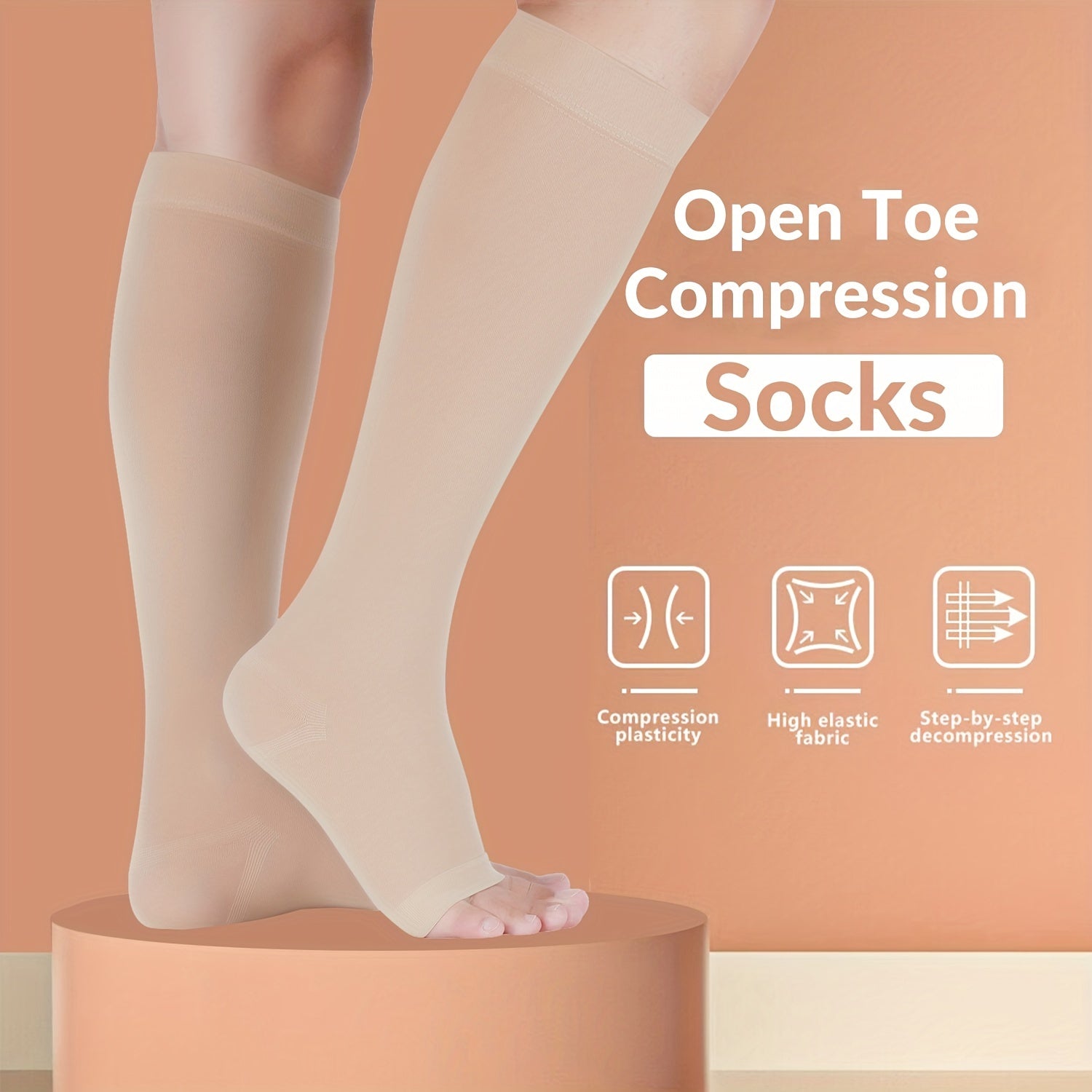 15 21mmHg Compression Open Toe Socks Varicose Veins Prevention