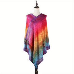 Paisley Jacquard Tassel Scarf Large Gradient Shawl