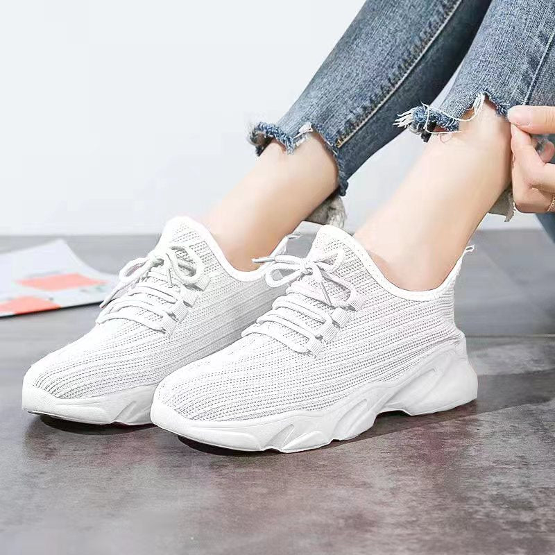 Breathable Knit Sneakers Low Top Lace Up Casual Shoes