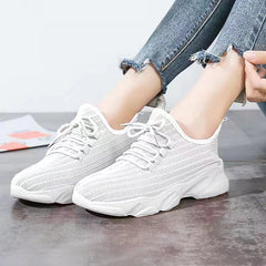 Breathable Knit Sneakers Low Top Lace Up Casual Shoes