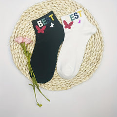 5 Pairs Letter Pattern Crew Socks for Women
