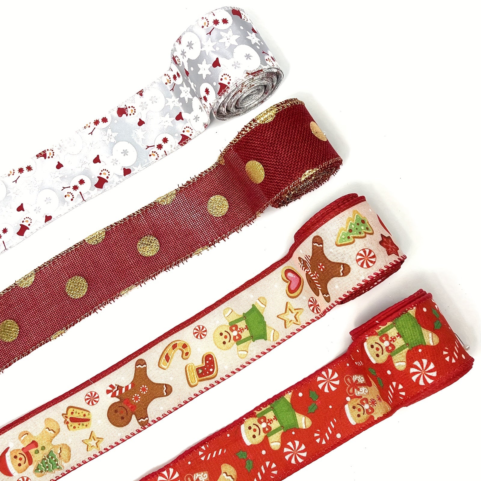 Gingerbread & Candy Cane Snowman Christmas Ribbon