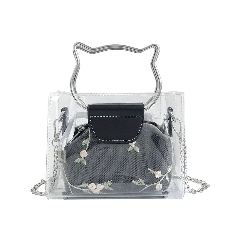 4PCS Transparent PVC Jelly Tote Messenger Shoulder Bags