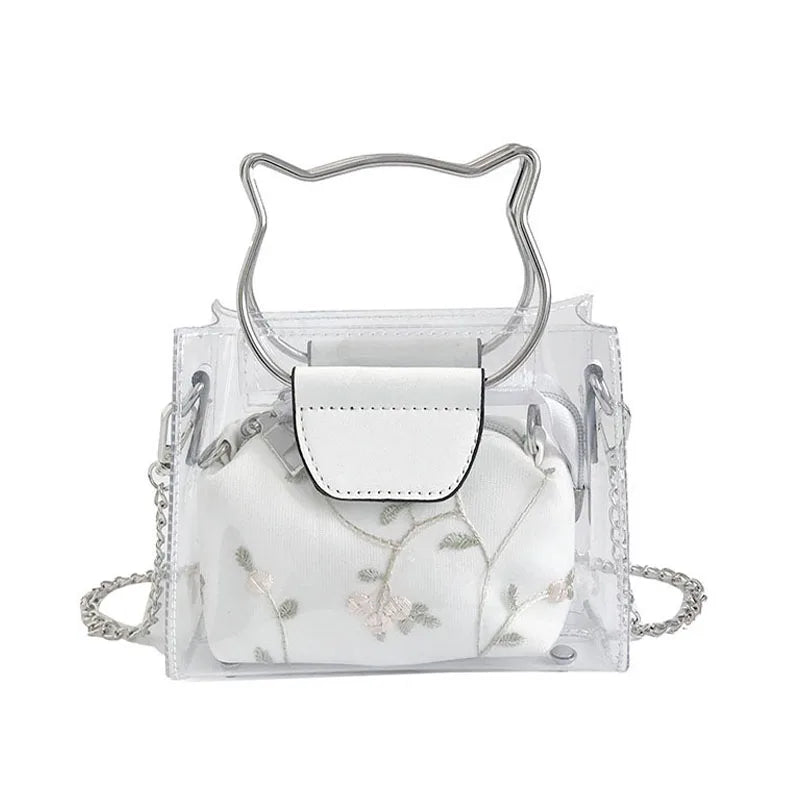 4PCS Transparent PVC Jelly Tote Messenger Shoulder Bags