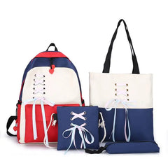4Pcs/set Women School Backpacks Nylon Schoolbag For Teenagers Girls Student