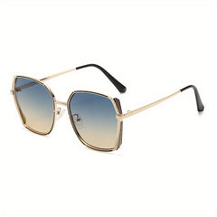 Large Ombre Lens Sunglasses Women Retro Outdoor Metal Shades