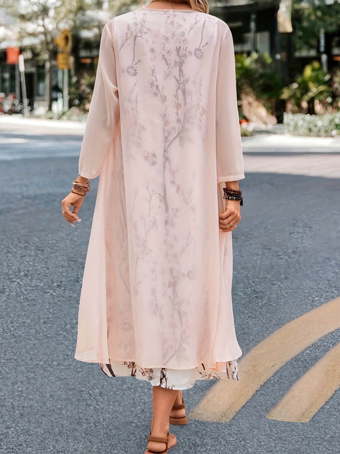  Floral Tank Dress & Cardigan 2 Piece Set