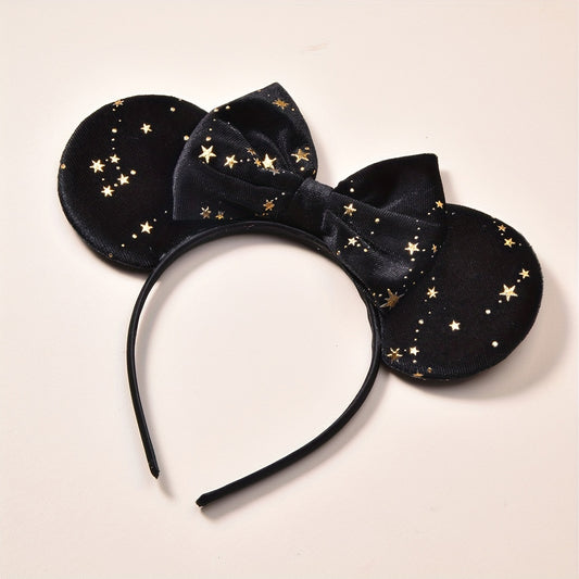 Girls Velvet Cloth Bronzing Pentagram Ears Hair Hoop Dress Up Hair Accessories