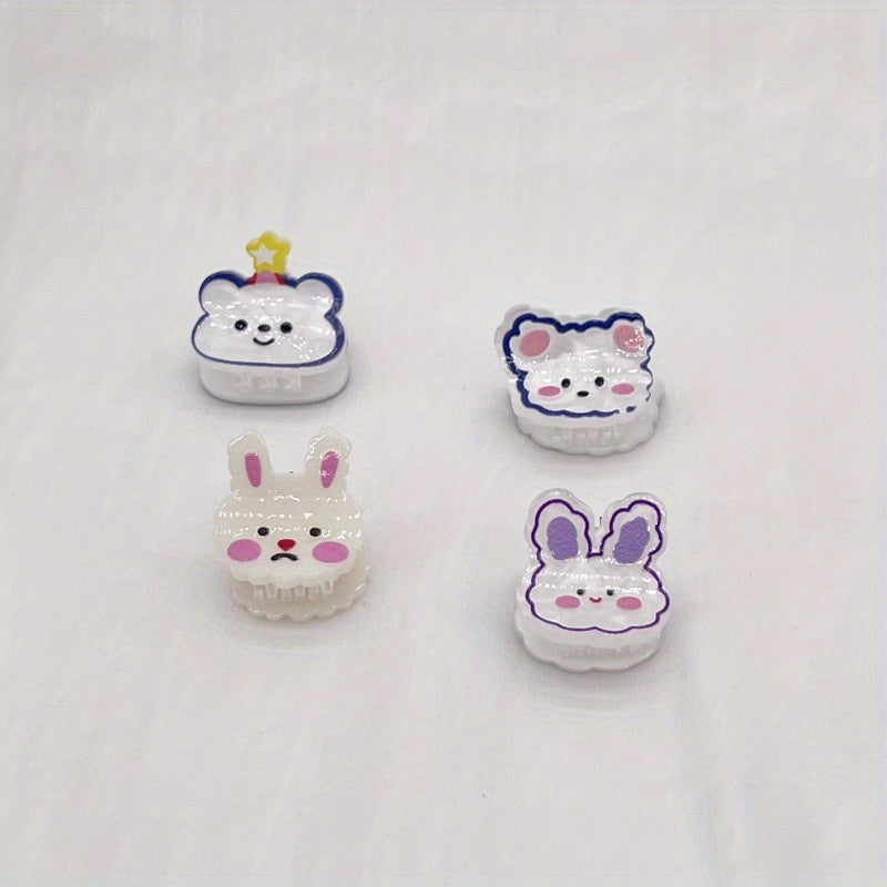 4pcs Small Hair Clips Animal Strawberry Rainbow Cloud Mini Clip